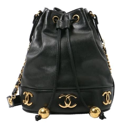 vintage calfsking leather bucket sholder bag by chanel|chanel shoulder bag.